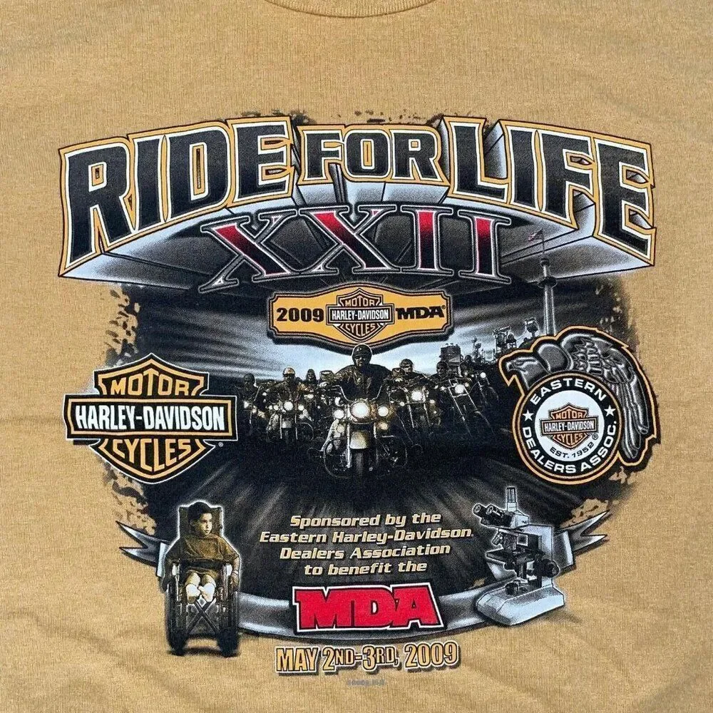 Harley Davidson Men XL Ride For Life 2009 Shirt Tee Bike Motorcycle Short Sleeve